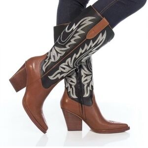 Dolce Vita Blanch Brown and Black Western Boots